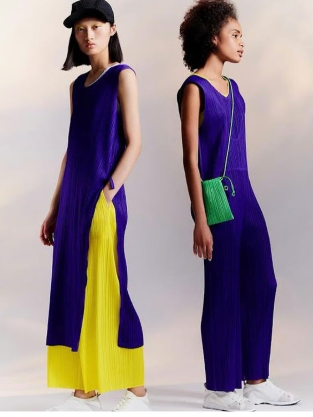 Pleats Please Issey Miyake Midi Dress Zip Side April Purple Size 4